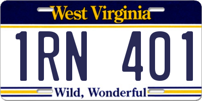 WV license plate 1RN401