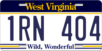 WV license plate 1RN404