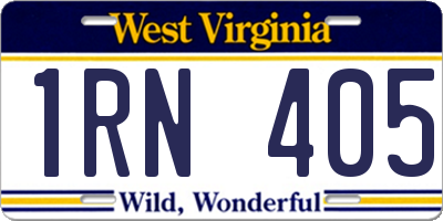 WV license plate 1RN405