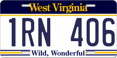 WV license plate 1RN406