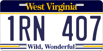 WV license plate 1RN407