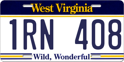 WV license plate 1RN408