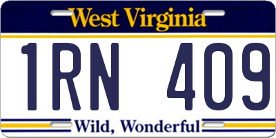WV license plate 1RN409