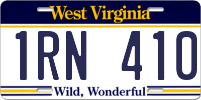 WV license plate 1RN410