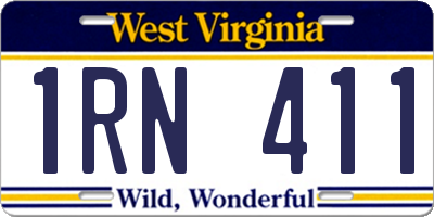 WV license plate 1RN411