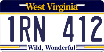 WV license plate 1RN412