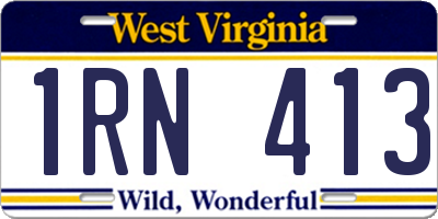 WV license plate 1RN413