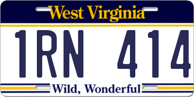 WV license plate 1RN414