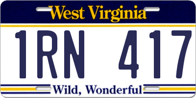 WV license plate 1RN417