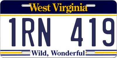 WV license plate 1RN419