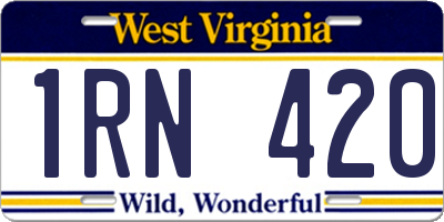 WV license plate 1RN420