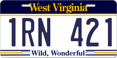 WV license plate 1RN421