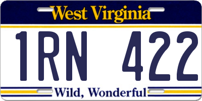 WV license plate 1RN422