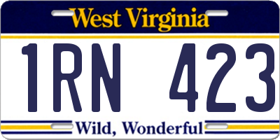 WV license plate 1RN423