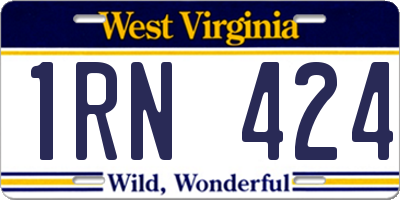 WV license plate 1RN424