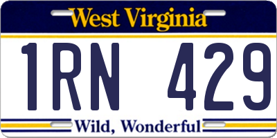 WV license plate 1RN429