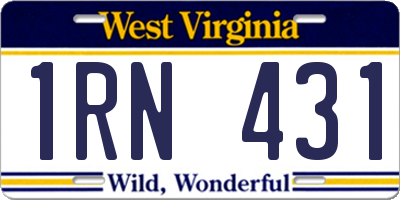 WV license plate 1RN431