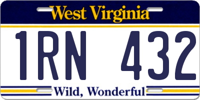 WV license plate 1RN432