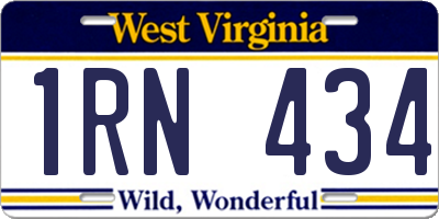WV license plate 1RN434
