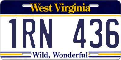 WV license plate 1RN436