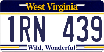 WV license plate 1RN439