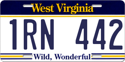 WV license plate 1RN442