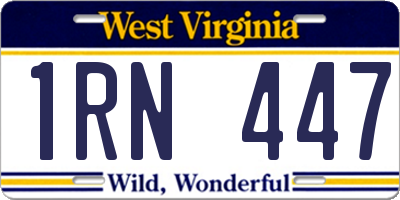 WV license plate 1RN447