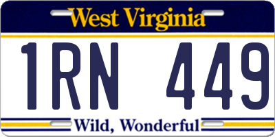 WV license plate 1RN449