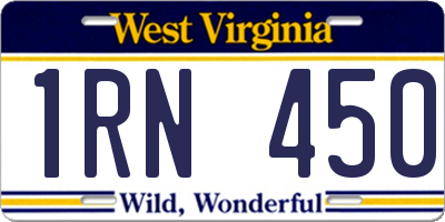 WV license plate 1RN450