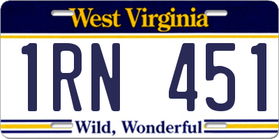 WV license plate 1RN451