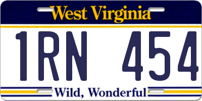 WV license plate 1RN454