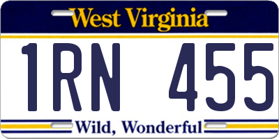 WV license plate 1RN455