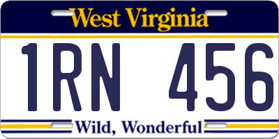WV license plate 1RN456