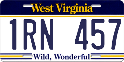 WV license plate 1RN457