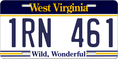 WV license plate 1RN461