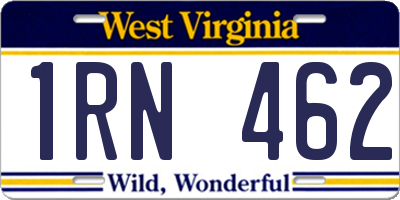 WV license plate 1RN462