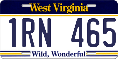 WV license plate 1RN465