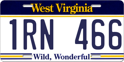 WV license plate 1RN466