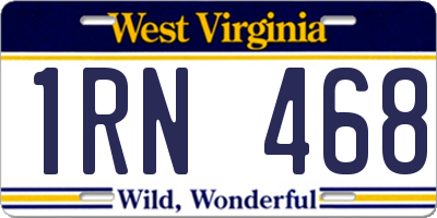 WV license plate 1RN468