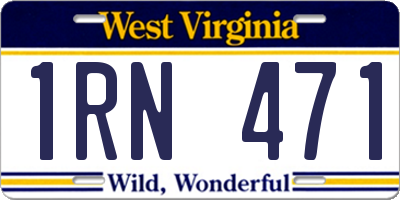WV license plate 1RN471