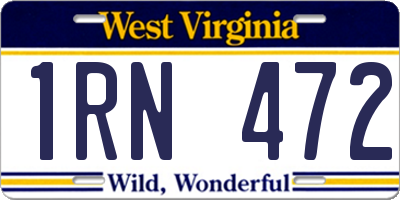 WV license plate 1RN472