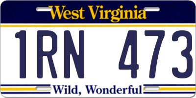 WV license plate 1RN473