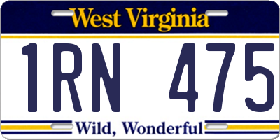 WV license plate 1RN475