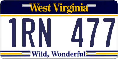 WV license plate 1RN477