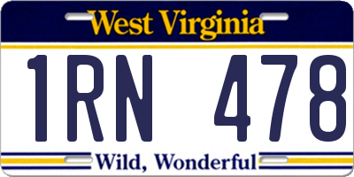 WV license plate 1RN478
