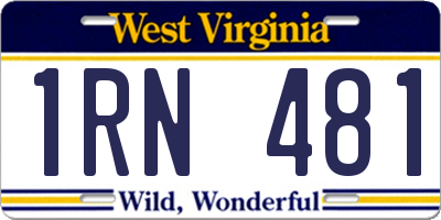 WV license plate 1RN481
