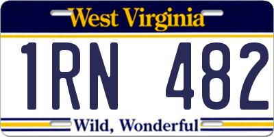WV license plate 1RN482