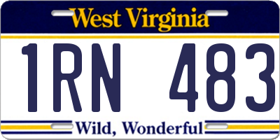 WV license plate 1RN483