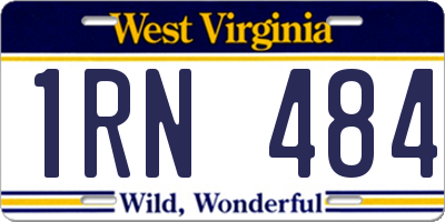 WV license plate 1RN484