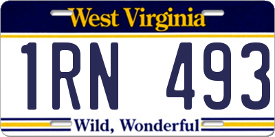 WV license plate 1RN493